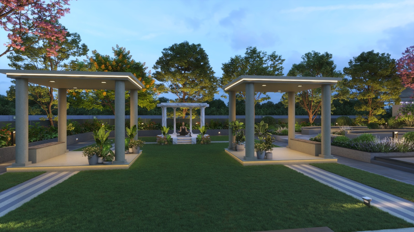 Luxury clubhouse and skyline
